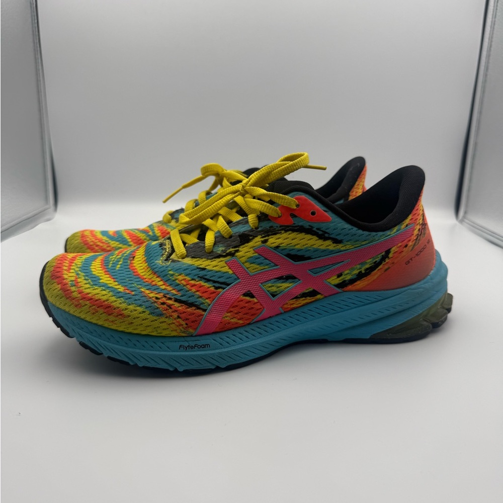Asics GT-1000 12 Womens Size 9 Vibrant Yellow/Hot Pink Tie Dye Sneakers running